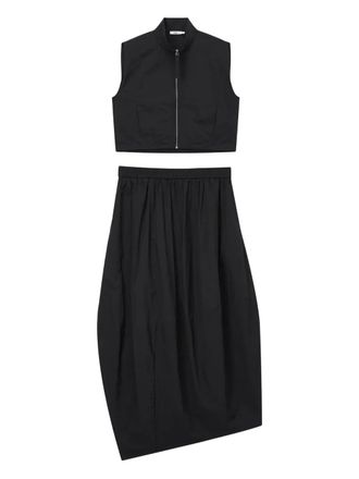B+ab Asymmetrische top en rok met rits - Zwart