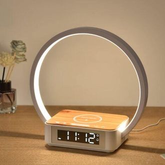 OEM L&aacute;mpara De Mesilla T&aacute;ctil De 10 W Con Intensidad Ajustable, L&aacute;mpara De Mesa Con Despertador, Cargador Inal&aacute;mbrico Y 3 Niveles De Brillo Para Dormitori