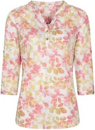 Mountain Warehouse Petra Leaf Print 3/4 Sleeve Blouse in Coral at Nordstrom, Size 12