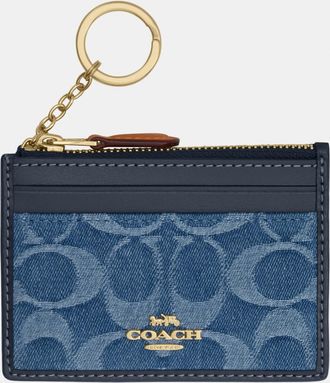 Coach Womens Mini Skinny Id Case In Signature Denim - Blue - One Size