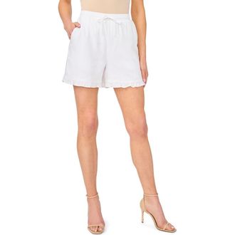 CeCe by Cynthia Steffe Ruffle Hem Drawstring Shorts in Ultra White at Nordstrom, Size Xx-Small