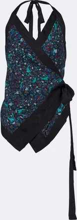 Dries Van Noten Printed moir&eacute; wrap top