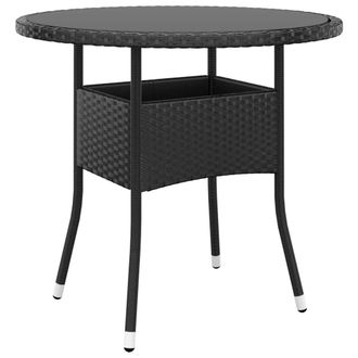 vidaXL Mesa De Jard&iacute;n Vidrio Templado Rat&aacute;n Sint&eacute;tico Negro &Oslash;80x75 Cm Vidaxl