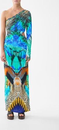 Camilla One Shoulder Jersey Cut Out Dress in Jungle Flight at Nordstrom, Size Xx-Small Au