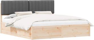 vidaXL Estructura De Cama Con Cabecera Tapizada Gris Oscuro Vidaxl