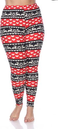 White Mark Printed Leggings - Plus In Red / White