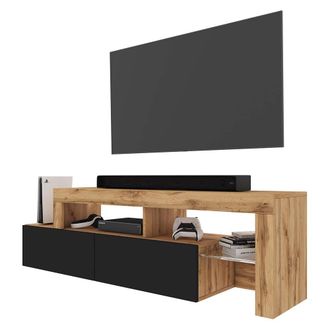 Selsey Selsey - Asten - Mueble Tv - 172 Cm - Roble Wotan - Frontal Negro - Con Led