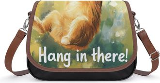 Generic A Cat Hanging in There Womens Crossbody Bag Fashion Shoulder Handbags Message Tote Bag with Adjustable Strap