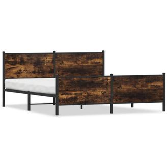 vidaXL Vidaxl - Estructura De Cama Sin Colch&oacute;n Metal Roble Ahumado 180x200 Cm