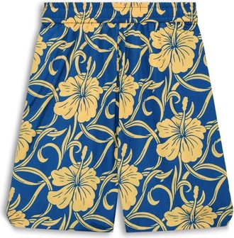Dr&ocirc;le de Monsieur Plage Hibiscus Shorts - Heren - Strandmode - Blauw - XL - Polyester - Badmode