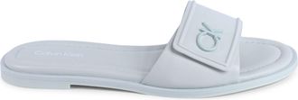 Calvin Klein Womens Slides Sandals - Light Grey Leather - Size EU 42