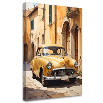 Feeby Cuadro En Lienzo, Italia Calle De La Toscana Y Coche Antiguo, 70x100