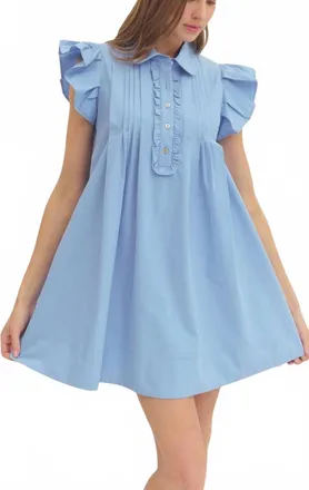 Entro Helen Mini Dress In Light Blue