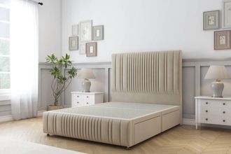 Sloomy Kingsley Coniston Divan Base 2 Drawers-26 Headboard & 12 Footboard in Cream | Size: Double