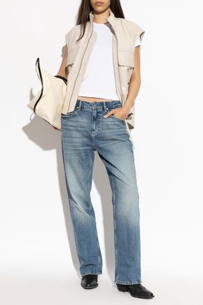 AllSaints Leather Vest Flor, Womens, Cream