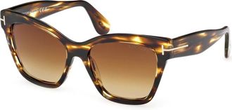Tom Ford Stijlvolle Zonnebril Elvira - Dames - Zonnebrillen - Bruin - 55 MM - Accessoires