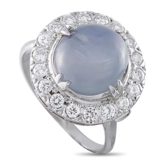 Luxury Bazaar Antique Platinum 0.50ct Diamond and Star Sapphire Halo Ring MF28-080426