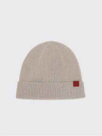 Kiton Beanie a coste in lana merino con risvolto e logo applicato
