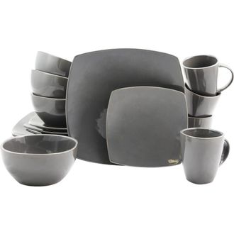 Gibson Home Square Dinnerware Set, Set of 16 Piece in Grey at Nordstrom
