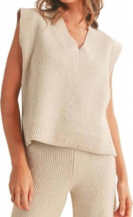 THML Clothing Knitted V-Neck Vest In Tan
