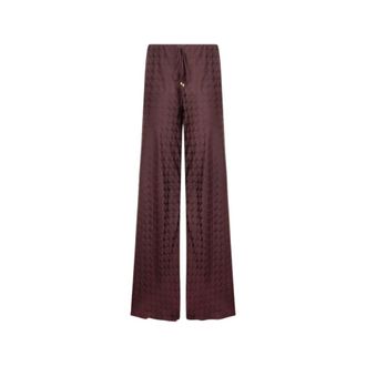 Roberto Cavalli Wide Trousers, female, Purple, Size: S Loose Pants With Mirror Snake Monogram