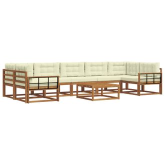 vidaXL Conjunto De Sof&aacute;s De Exterior Con Coj&iacute;n 8 Pcs Natural Y Crema Vidaxl