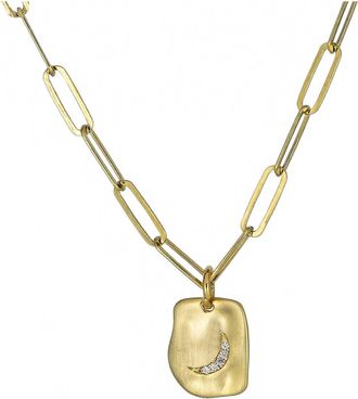 Rachel Reinhardt Jewelry Womens Vermeil Moon Mini Tag Necklace On Paperclip Chain In Gold