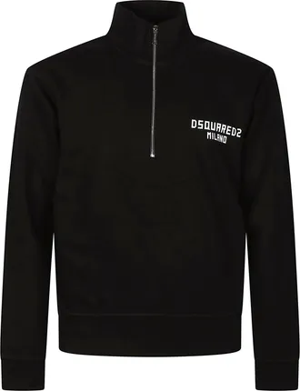 Dsquared2 Black Cotton Half-Zip Sweatshirt