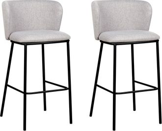 Beliani Set of 2 Bar Chairs MINA Grey