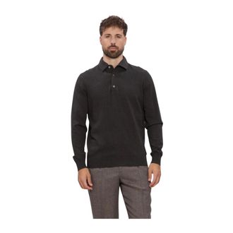 Profuomo Tops, Heren, Grijs, M, Katoen, Polo One Piece LS Basic