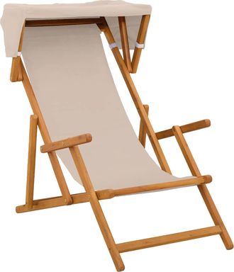 vidaXL Silla De Terraza 3 Posici&oacute;n Madera De Eucalipto Maciza Beige Vidaxl