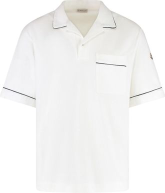 Moncler White Logo Patch Polo