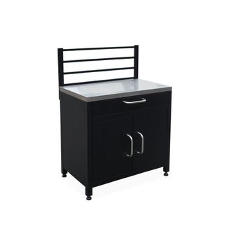 Sweeek M&oacute;dulo cocina exterior de acero 1 caj&oacute;n y 2 puertas, 80cm, negro