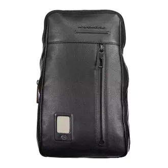 Piquadro Cross Body Bags, male, Black, Size: ONE SIZE Leather Backpack