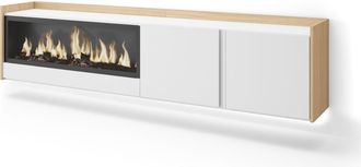 Skraut Home Skraut Home - Mueble Tv, Televisi&oacute;n, Muebles De Sal&oacute;n, Almacenaje, 212x35x50cm, Para Tv Hasta 80, Chimenea El&eacute;ctrica Xxl, Colgado, Suspendido, Led, Es