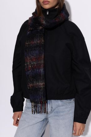 Acne Studios Plaid Wool Scarf, Unisex, Black