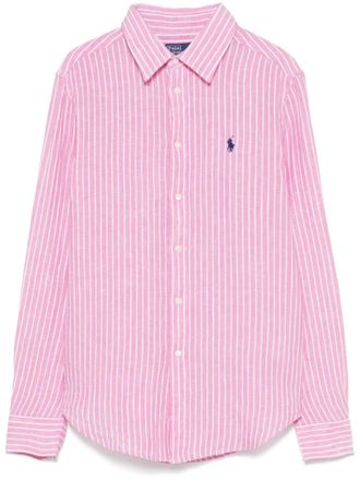Polo Ralph Lauren striped shirt - women - Linen/Flax - S - Pink