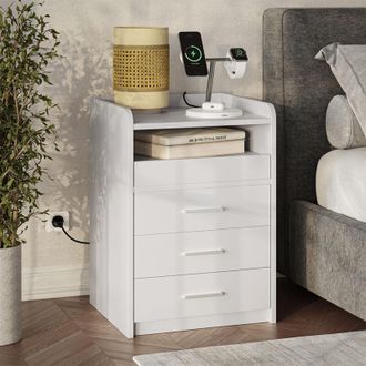 Vicco Mesilla De Noche Edis, Blanco, Lote De 2, Vicco