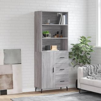 vidaXL Vidaxl - Aparador Alto Madera Contrachapada Gris Sonoma 69,5x34x180 Cm