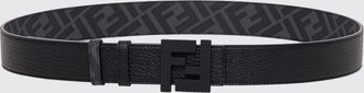 Fendi Cintura reversibile in pelle nera con fibbia e monogramma FF