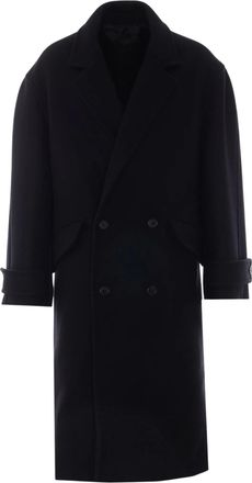 Lanvin Black Double-Breasted Virgin Wool Coat