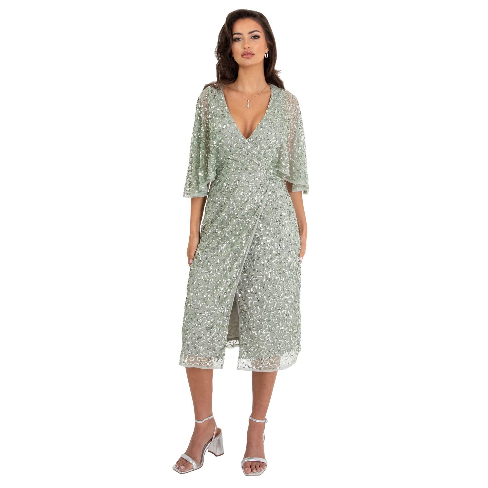sequin wrap dress uk YOURS LONDON Curve Red Sequin Wrap Dress