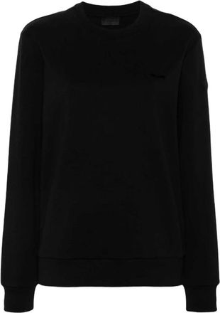 Moncler Logo Plaque Sweatshirt - Dames - Sweatshirts - Zwart - L - Katoen - Hoodies & sweatvesten
