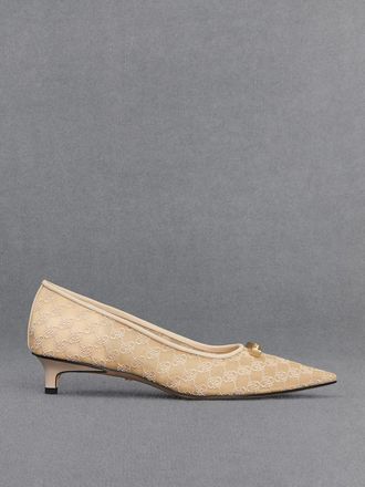 Charles & Keith Christie Mesh Kitten-Heel Pumps