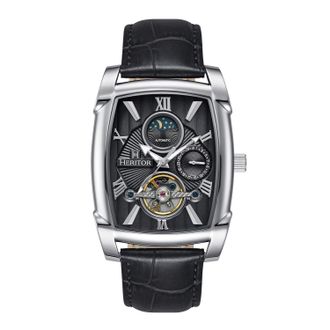 Heritor Valentin Leather-Band Date Watch