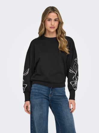 Only ONLBROOKE L/S O-NECK FLOWER SWT, Baumwollmischung, regular fit