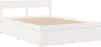 vidaXL Bed Frame without Mattress White 135x190 cm Double Solid Wood Pine vidaXL