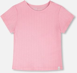 Deux par Deux Relaxed Straight Fit Crinkle Jersey Short Sleeve T-Shirt in Pink at Nordstrom, Size 24M