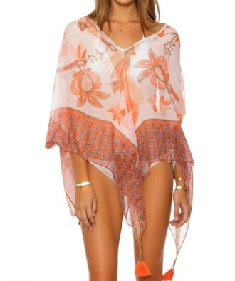 Pool to Party Crop Tassel Poncho Coverup In Peacock Garden Print