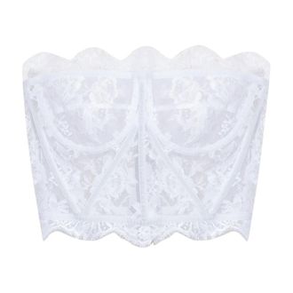 Dolce & Gabbana Sleeveless Tops, female, White, Size: 2XS Lace corset top